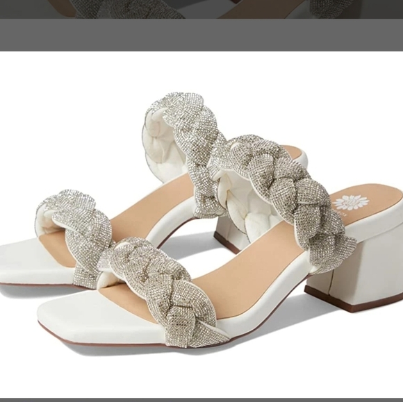Yellow Box Shoes - Yellow Box Ceala White and Silver Heeled Sandals Sizr 9.5